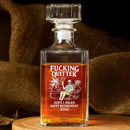 Oops I Mean Happy Retirement - Personalized Square Whiskey Bottle