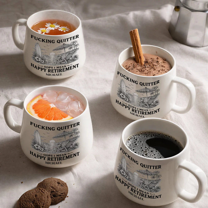 Summer,Retirement,Gift For Men,Gift For Yourself,Humorous,Custom Text - Oops I Mean Happy Retirement - Personalized Tapered Mug