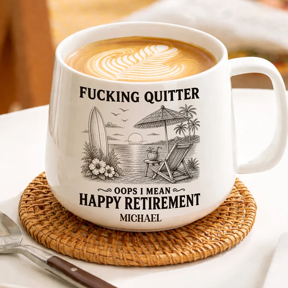 Summer,Retirement,Gift For Men,Gift For Yourself,Humorous,Custom Text - Oops I Mean Happy Retirement - Personalized Tapered Mug