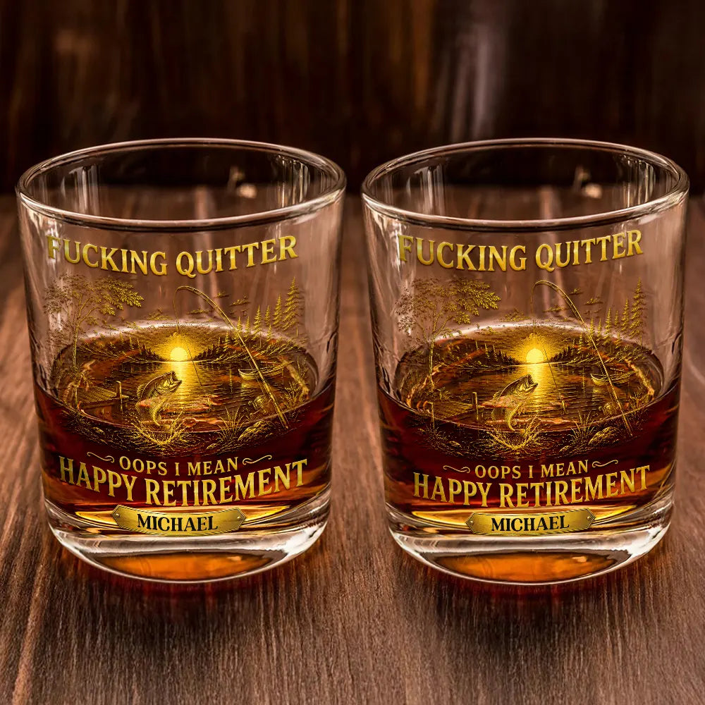Summer,Top Market,Retirement,Gift For Yourself,Humorous,Custom Text - Oops I Mean Happy Retirement - Personalized Whiskey Glass