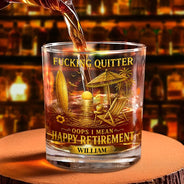 Summer,Top Market,Retirement,Gift For Yourself,Humorous,Custom Text - Oops I Mean Happy Retirement - Personalized Whiskey Glass