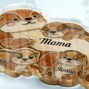 Gift For Mother, Adorable, Icon - Otter Pups Stained Glass Effect Mom Grandma - Personalized Custom Shaped Acrylic Plaque