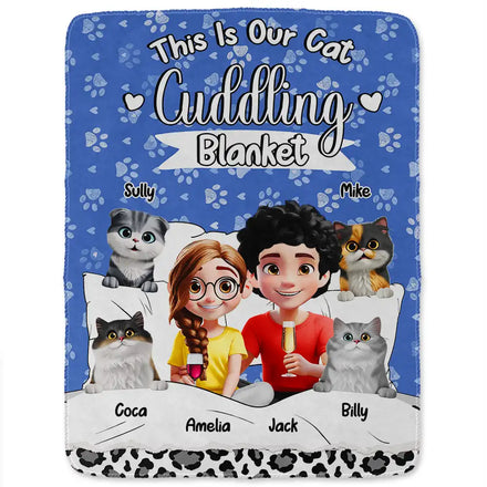 Our Cat Cuddling Blanket - Personalized Fleece Blanket, Sherpa Blanket