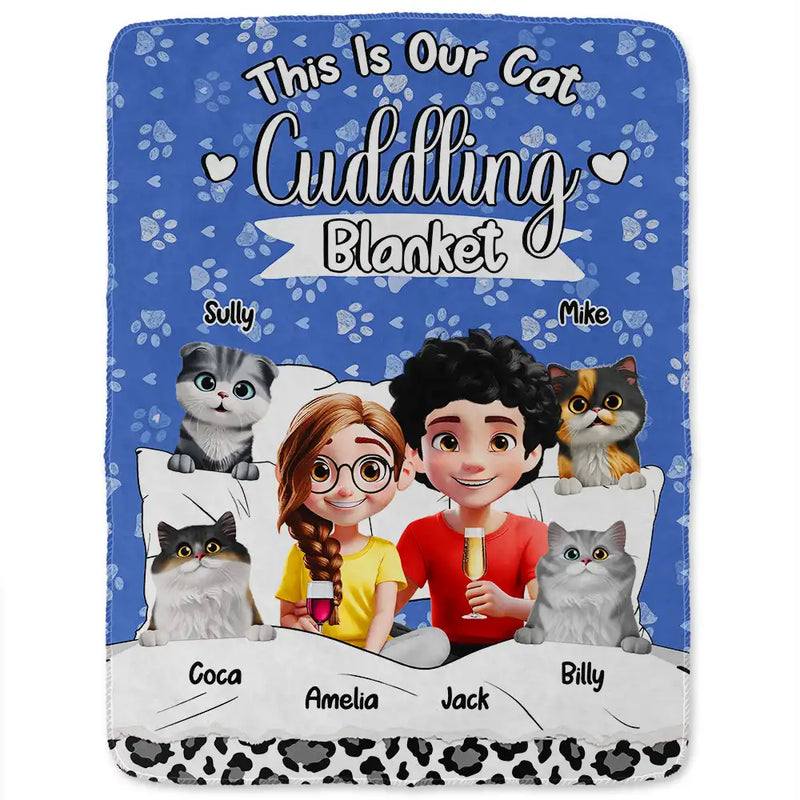 Gift For Couples,Gift For Husband,Gift For Wife,Gift For Boyfriend,Gift For Girlfriend,Cat Lovers,Cat Couple,Pet Lovers,Pet Couple,Love,LGBT - Our Cat Cuddling Blanket - Personalized Fleece Blanket, Sherpa Blanket
