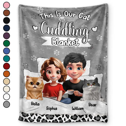 Our Cat Cuddling Blanket - Personalized Fleece Blanket, Sherpa Blanket