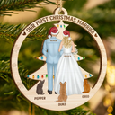 Love,Christmas,Gift For Couples,Wedding,Wedding Anniversary,Engaged,Married ,Pet Lovers,Pet Couple,Dog Lovers,Cat Lovers - Our First Christmas As Mr & Mrs Wedding Couple Pet - Personalized Custom Shaped Wooden Ornament