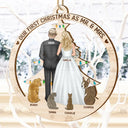 Love,Christmas,Gift For Couples,Wedding,Wedding Anniversary,Engaged,Married ,Pet Lovers,Pet Couple,Dog Lovers,Cat Lovers - Our First Christmas As Mr & Mrs Wedding Couple Pet - Personalized Custom Shaped Wooden Ornament