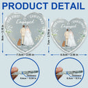 Our First Christmas As Mr & Mrs Wedding Couple Pet - Personalized Heart Shaped Glass Ornament