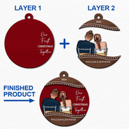 Christmas,Gift For Couples,Engaged,Wedding,Married ,Love - Our First Christmas Married Couple - Personalized 2-Layered Wooden Ornament