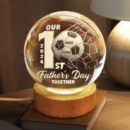 Gift For Husband,Gift For Father,New Dad,Sport Dad,Football (Soccer),Adorable - Our First Father's Day Soccer Lovers - Personalized Crystal Globe Lamp