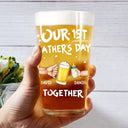Gift For Husband,Gift For Yourself,Gift For Men,Parents,Gift For Father,New Dad,New baby,Happy,Summer,Vector - Our First Father's Day Together - Personalized Beer Glass