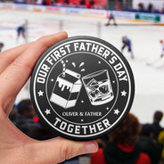 Gift For Father,New Dad,Non-Eng,Icon,Adorable - Our First Father's Day Together - Personalized Hockey Puck Bottle Opener