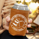 Gift For Father,New Dad,Non-Eng,Icon,Adorable - Our First Father's Day Together - Personalized Leather Can Cooler