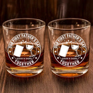 Gift For Father,New Dad,Non-Eng,Icon,Adorable - Our First Father's Day Together - Personalized Whiskey Glass