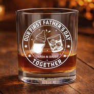 Gift For Father,New Dad,Non-Eng,Icon,Adorable - Our First Father's Day Together - Personalized Whiskey Glass