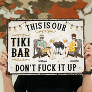 Summer, Patio, Outdoor Decor, Gift For Couples, Top Market, Humorous, Vector - Our Happy Place Don't Ruin It - Personalized Classic Metal Signs
