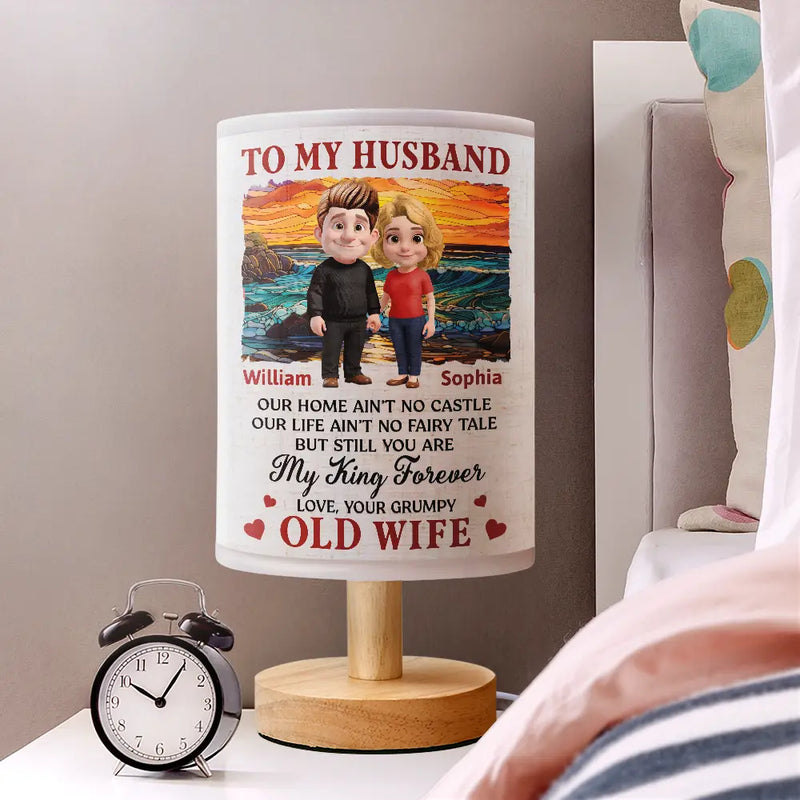 Gift For Couples, Old Couples, Gift For Husband, Gift For Wife, Love - Our Home Ain't No Castle Couple - Personalized Fabric Lamp