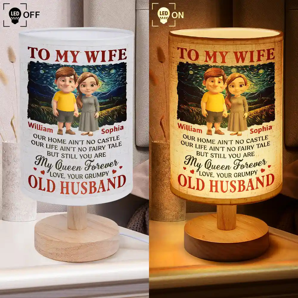 Gift For Couples, Old Couples, Gift For Husband, Gift For Wife, Love - Our Home Ain't No Castle Couple - Personalized Fabric Lamp