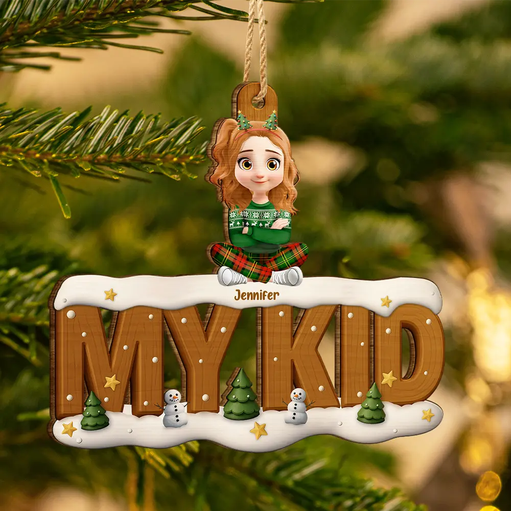 Gift For Kids,Grandma - Grandkids,Gift For Grandkids,Grandpa - Grandkids,Dad - Children,Mom - Children,Gift For Grandma,Gift For Grandpa,Gift For Grandparents,Love,Christmas - Our Kids Grandkids Christmas - Personalized Custom Shaped Wooden Ornament