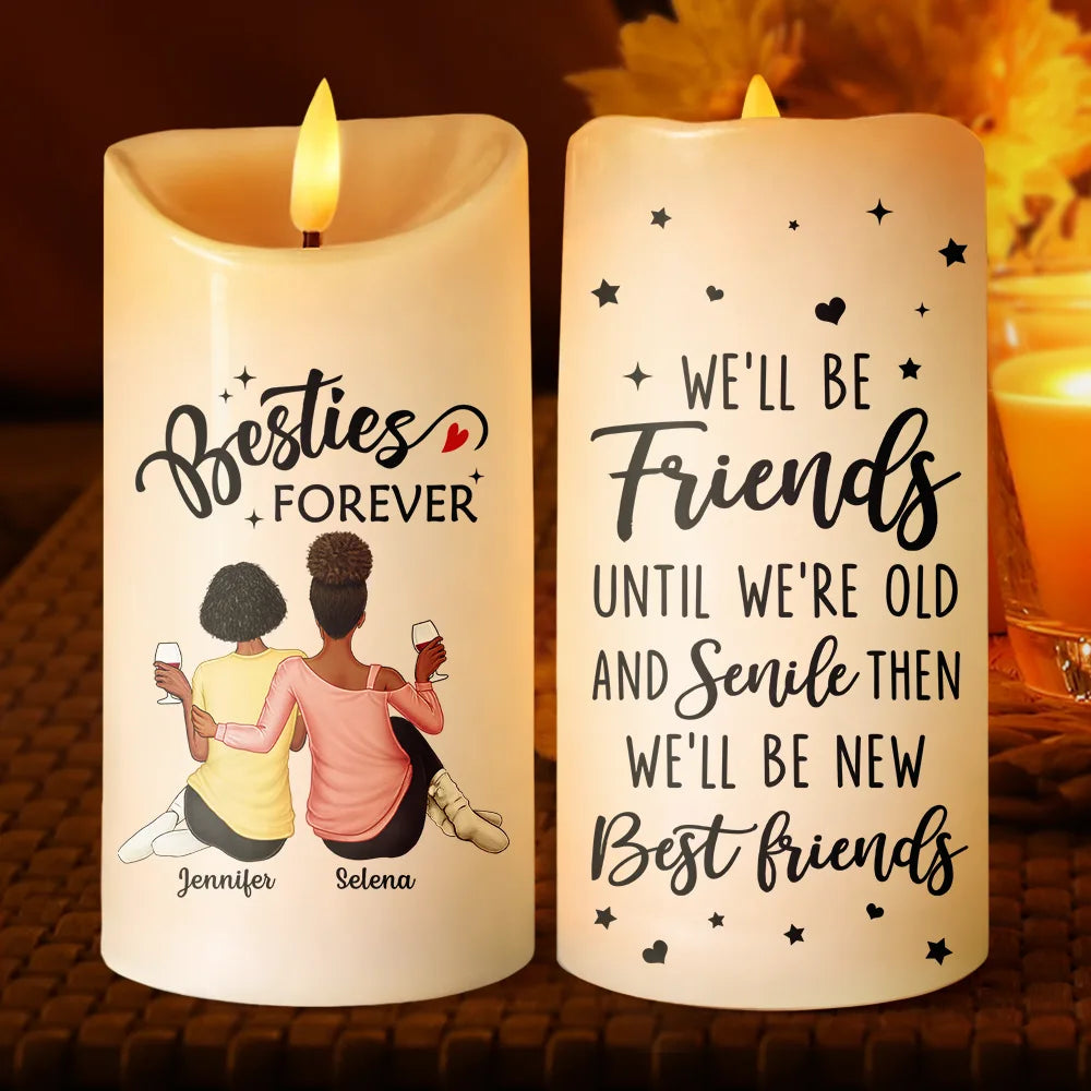 Christmas,Gift For Bestie,Gift For Sisters,Happy - Our Memories Are Countless Our Friendship Is Endless - Personalized Flameless LED Candle