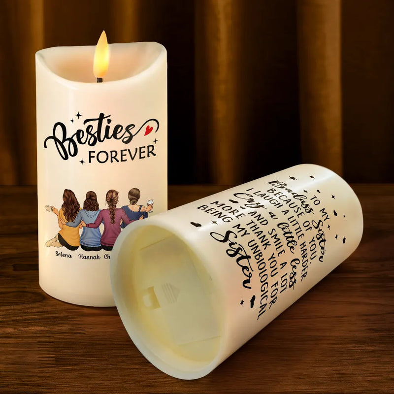 Christmas,Gift For Bestie,Gift For Sisters,Happy - Our Memories Are Countless Our Friendship Is Endless - Personalized Flameless LED Candle