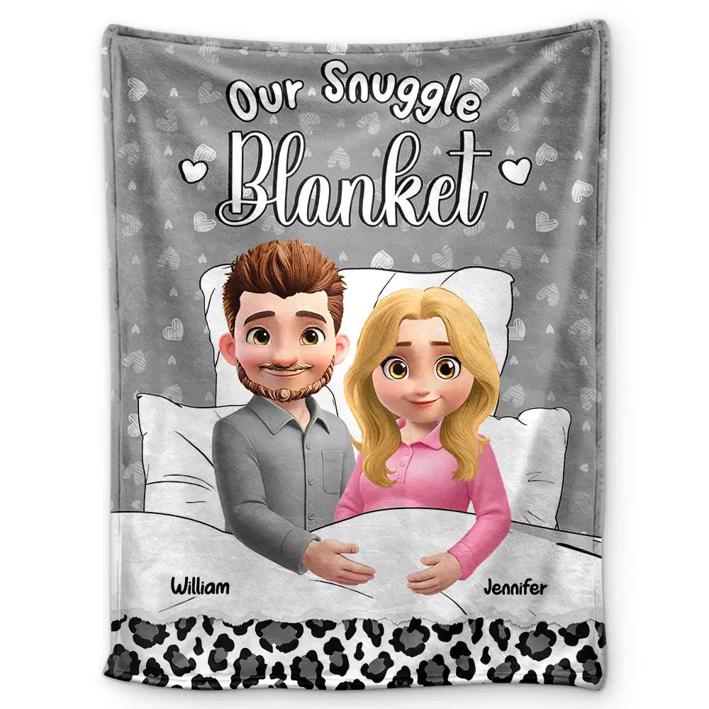 Our Snuggle Cuddling 3D Effect Couple - Personalized Fleece Blanket, Sherpa Blanket