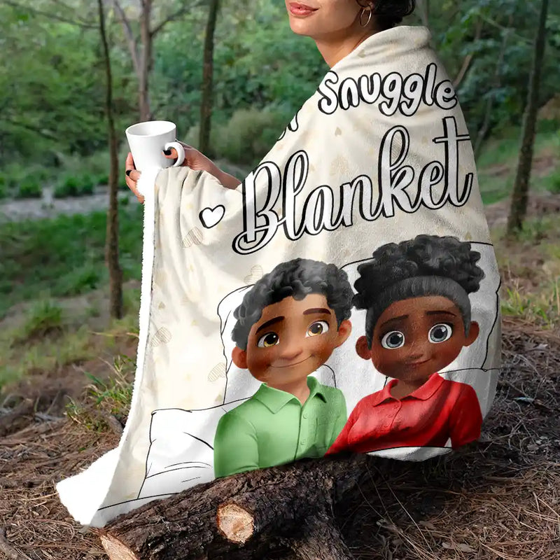 Gift For Couples, Happy, Funny - Our Snuggle Cuddling 3D Effect Couple - Personalized Fleece Blanket, Sherpa Blanket