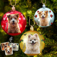 Custom Photo Oil Painting Pet Dog Portrait Keepsake - Personalized Ball Ornament