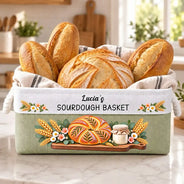 Baking,Christmas,Custom Text,Gift For Women,Gift For Yourself,Gifts For Her,Happy,Top Market - Gift For Sourdough Bakers Mom Wife - Personalized Name Bread Loaf And Starter Jar Storage Basket