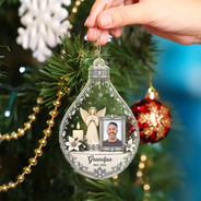 Christmas, Custom Photo,Family, Memorial, Memorial Loved One, Sympathetic, Top Market, Upload Full Photo - Christmas Memorial Gift For Loss Of Parent - Personalized Custom Photo In Loving Memory Acrylic Ornament