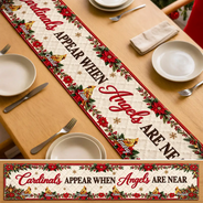 Christmas,Family,Icon,Memorial,Memorial Loved One,Sympathetic,Top Market - Christmas Memorial Gift For Family - Personalized Names Cardinals Appear When Angels Are Near Table Runner