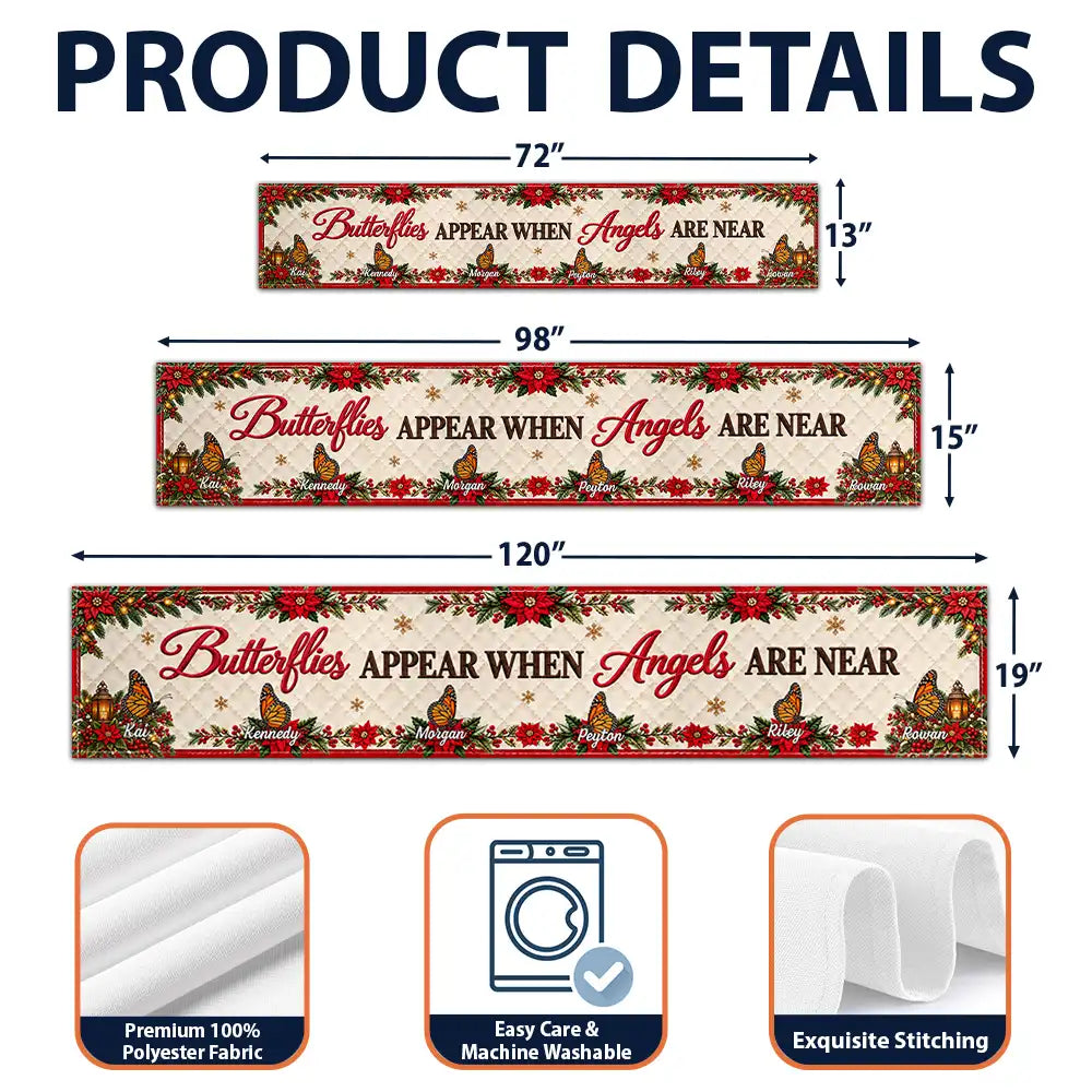 Christmas,Family,Icon,Memorial,Memorial Loved One,Sympathetic,Top Market - Christmas Memorial Gift For Family - Personalized Names Cardinals Appear When Angels Are Near Table Runner