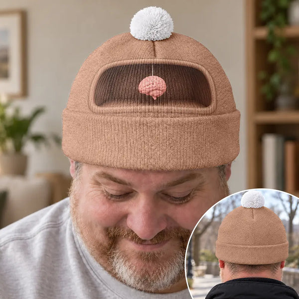 Gift For Men,Gift For Yourself,Gifts For Him,Humorous,Icon,Top Market - Funny Gag Gift For Him - Personalized Small Brain Novelty Bobble Beanie Hat