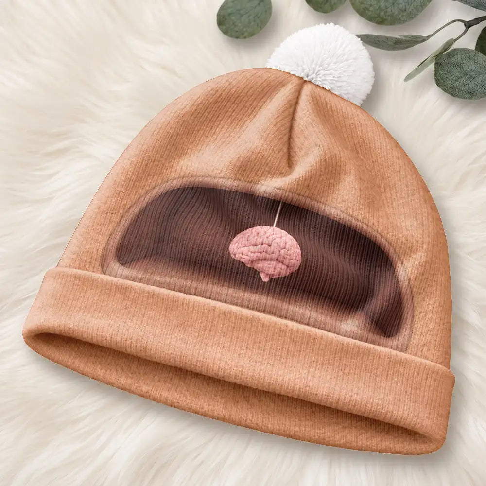 Gift For Men,Gift For Yourself,Gifts For Him,Humorous,Icon,Top Market - Funny Gag Gift For Him - Personalized Small Brain Novelty Bobble Beanie Hat