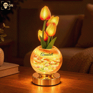 Christmas,Gift For Mother,Gifts For Her,Icon,Indoor Decor,Sentimental - Christmas Home Decor Gift For Mom, Grandma - Personalized Name Birth Month Flowers Tulip LED Night Light