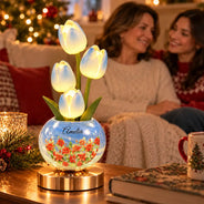 Christmas,Gift For Mother,Gifts For Her,Icon,Indoor Decor,Sentimental - Christmas Home Decor Gift For Mom, Grandma - Personalized Name Birth Month Flowers Tulip LED Night Light