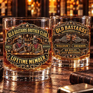Afro Besties,Christmas,Gift For Bestie,Humorous,Vector - Best Friend Gift For Men - Personalized Skeleton Brotherhood Whiskey Glass