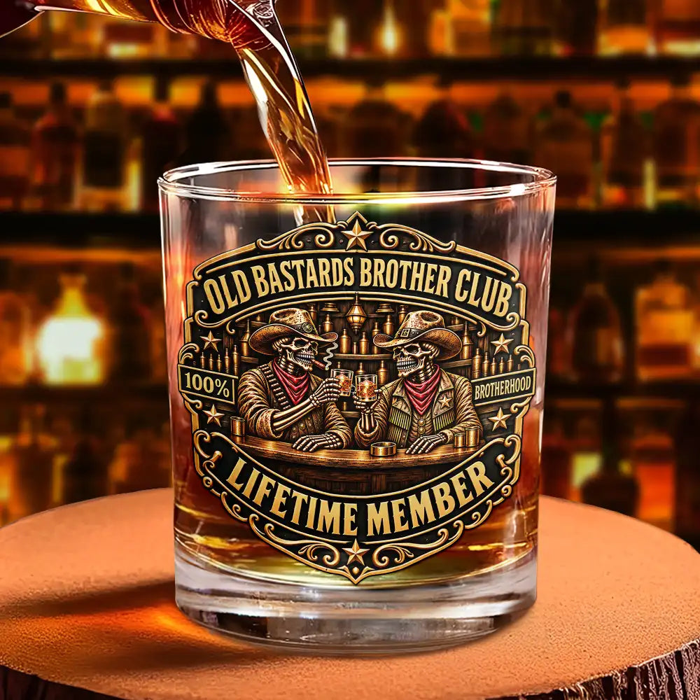 Afro Besties,Christmas,Gift For Bestie,Humorous,Vector - Best Friend Gift For Men - Personalized Skeleton Brotherhood Whiskey Glass