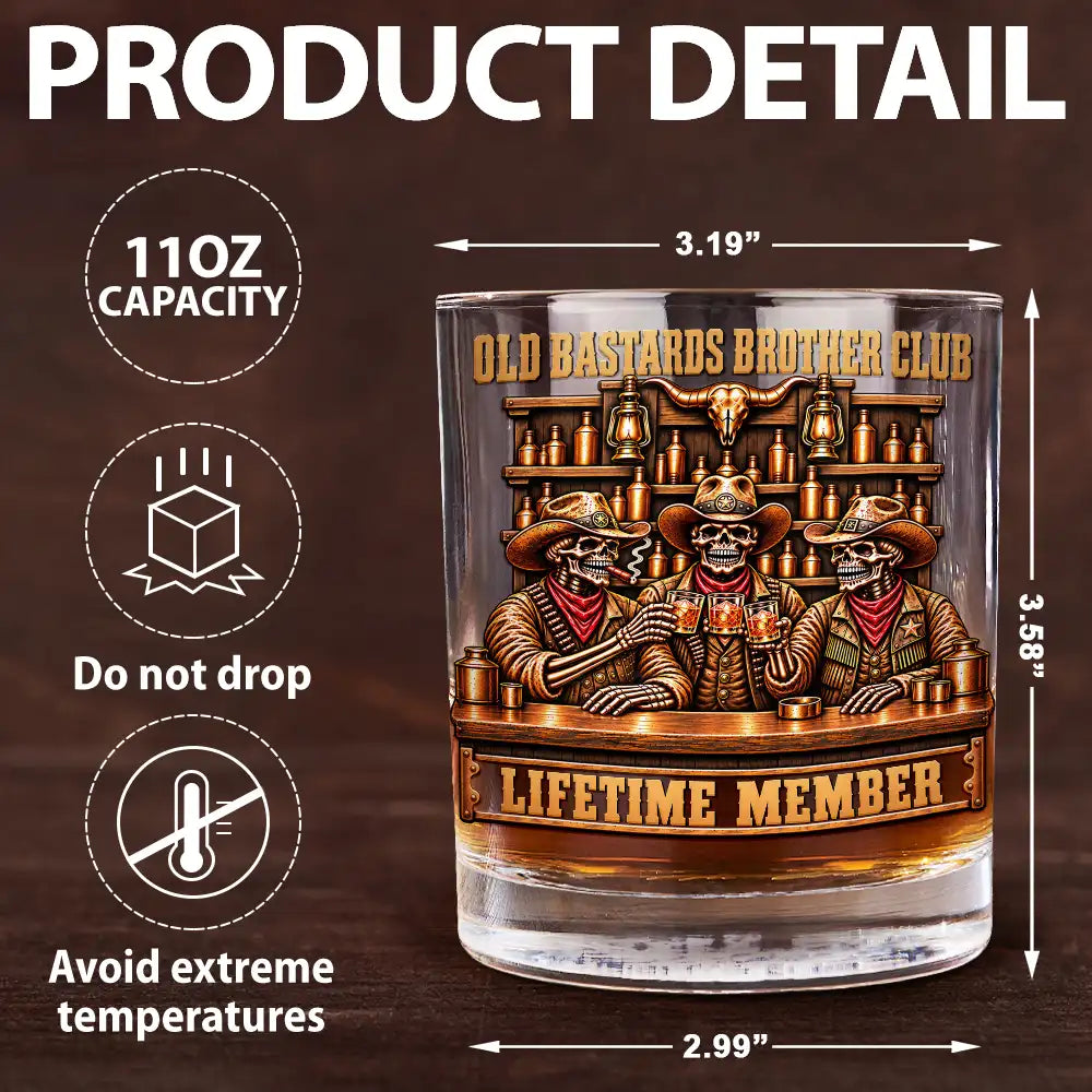 Afro Besties,Christmas,Gift For Bestie,Humorous,Vector - Best Friend Gift For Men - Personalized Skeleton Brotherhood Whiskey Glass