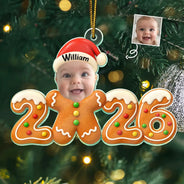 Adorable,Christmas,Custom Photo,Cut-Face Photo,First Christmas,Gift For Mother,Gifts For Her,New Baby,New Mom,Top Market - Baby's First Christmas - Personalized Custom Photo Gingerbread Acrylic Ornament