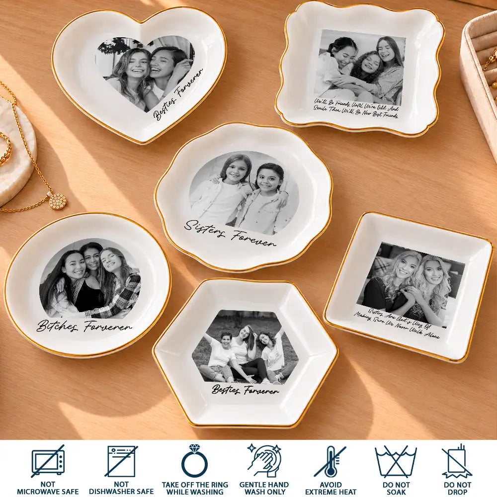 Christmas,Custom Photo,Gift For Cousin,Gift For Sibling,Gift For Sister,Humorous,Upload Full Photo - Gift For Sister - Personalized Custom Photo Vintage Ring Dish