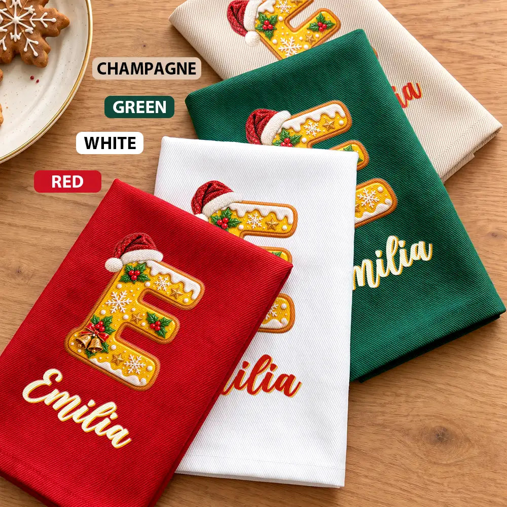 Christmas, Family, Happy, Icon - Christmas Table Decor Gift For Family - Personalized Name Santa Hat Initial Reusable Napkin