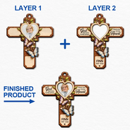 Christmas,Custom Photo,Family,Memorial,Memorial Loved One,Sympathetic,Upload Full Photo - Christmas Memorial Gift - Personalized Custom Photo God Has You In His Arms 2-Layered Wooden Ornament