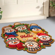 Christmas,Family,Grandparents,Happy,Icon - Christmas Decor For Grandparents - Personalized Snowman Wreath Doormat