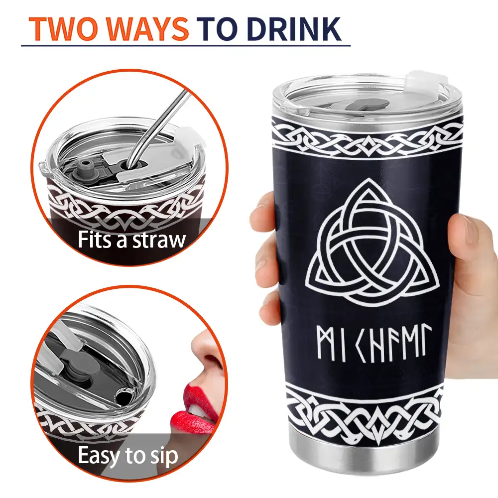 Custom Text, Gift For Men, Gift For Yourself, Gifts For Him, Happy, Top Market - Gift For Norse Mythology Lovers Husband Boyfriend - Personalized Rune Name Viking Tumbler