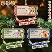 Christmas,Custom Photo,Gift For Yourself,Gifts For Her,Gifts For Him,Happy,Top Market,Travel,Upload Full Photo - Gift For Travel Lovers - Personalized Custom Photo Boarding Pass Wooden Ornament