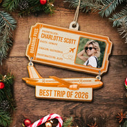 Christmas,Custom Photo,Gift For Yourself,Gifts For Her,Gifts For Him,Happy,Top Market,Travel,Upload Full Photo - Gift For Travel Lovers - Personalized Custom Photo Boarding Pass Wooden Ornament