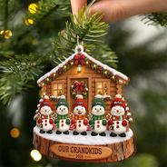 Christmas,Family,Grandparents,Happy,Icon - Christmas Gift For Grandparents - Personalized Snowman Grandkids Wooden Ornament