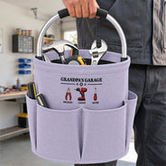 Garage,Gift For Men,Gift For Yourself,Gifts For Him,Happy,Icon,Semi-Outdoor - Garage Gift For Dad Grandpa - Personalized Kids Names Tool Bag