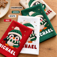 Christmas,Family,Happy,Icon - Christmas Table Decor Gift For Family - Personalized Faux Chenille Effect Santa Snowman Reindeer Reusable Napkin
